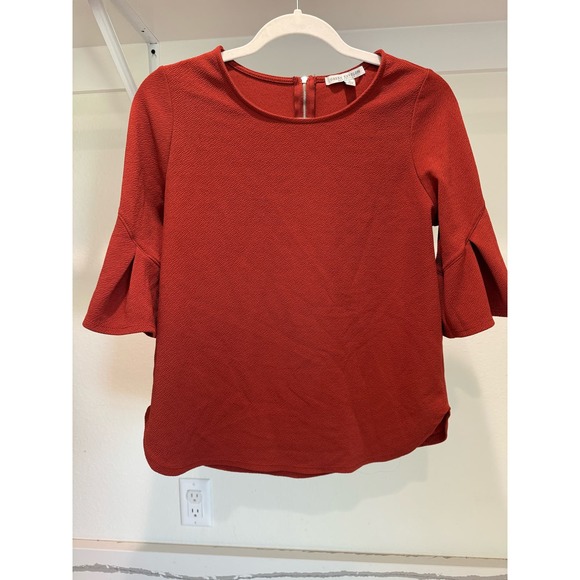 Green‎ Envelope Women's Short-Sleeve Bell Sleeve Blouse Top Rust Size Medium - Picture 1 of 7